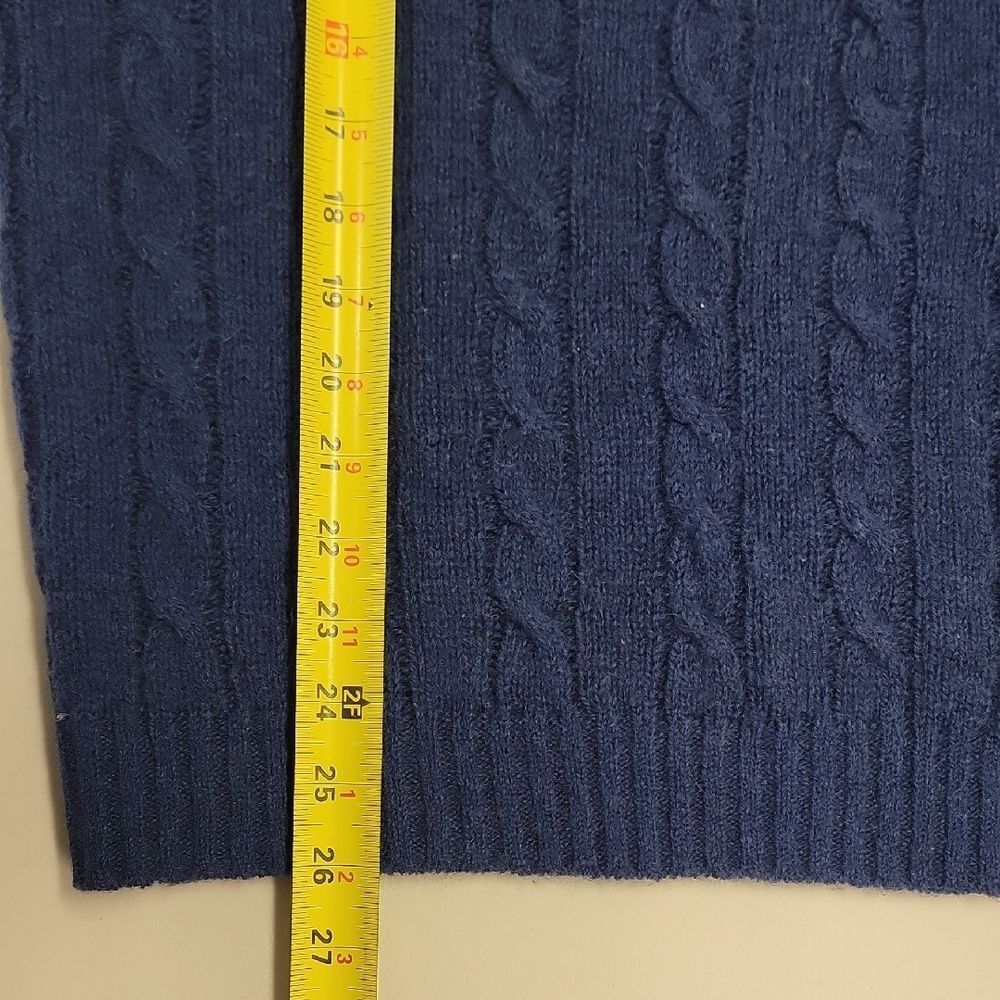 Line Of Trade The Mariner Sweater Blue Shetland Wool Cable Knit Crewneck Size M - Picture 9 of 11